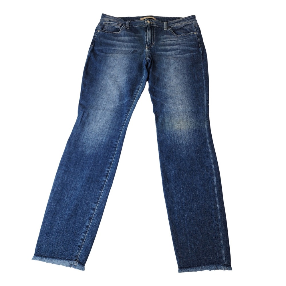 Joe's Jeans Blanche Skinny Ankle Jeans 31 Blue Raw Hem Whiskered Stretch Denim